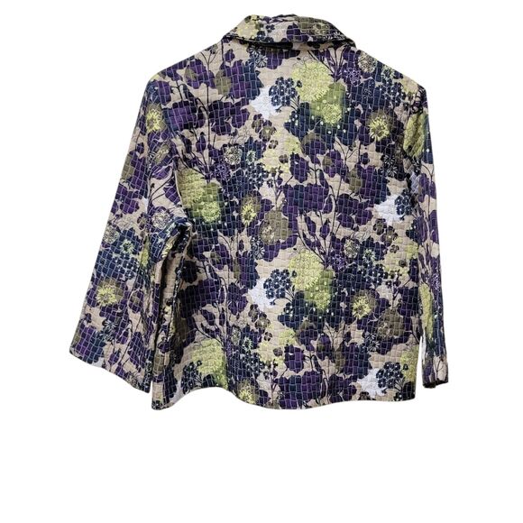 Christopher Banks Purple and Green Floral Quilted Cropped Blazer - NWOT - Picture 5 of 8